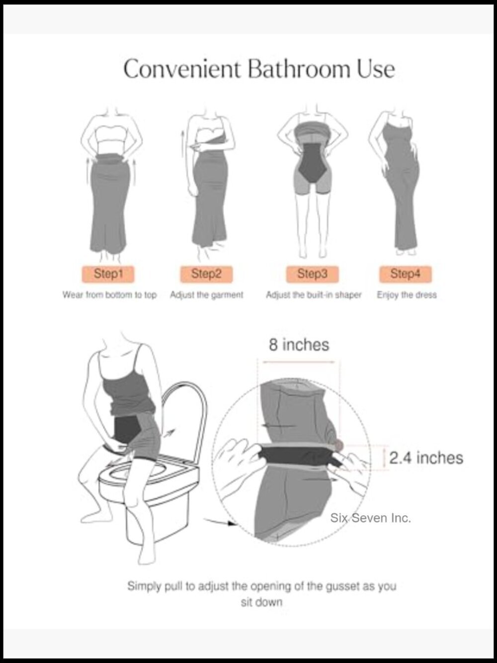 Long Sleeve Maxi Dress with Built-in Shapewear Bra, Modal Fabric - Picture 4 of 7